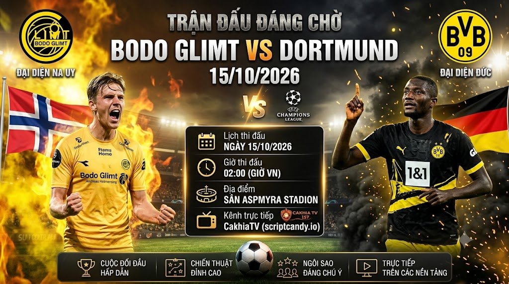 Nhận định bóng đá Bodo Glimt vs Dortmund 02h00 ngày 15/10 - Trực tiếp bóng đá CakhiaTV