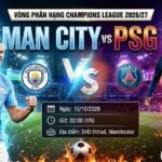 Nhận định và xem trực tiếp bóng đá trận Man City vs PSG tốc độ cao tại CakhiaTV vòng phân hạng Cúp C1.